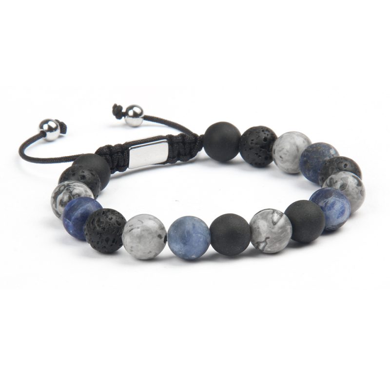 Lava Stone and Natural Bead Bracelet