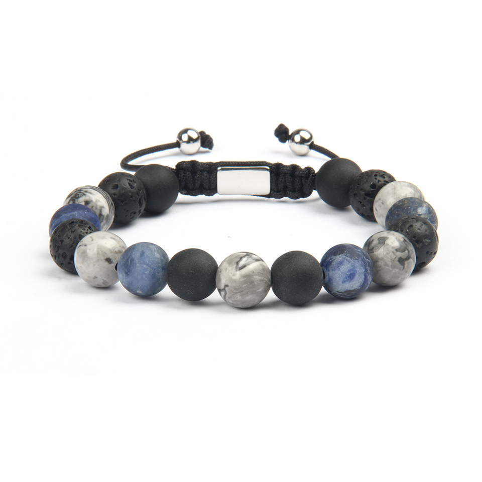 Lava Stone and Natural Bead Bracelet