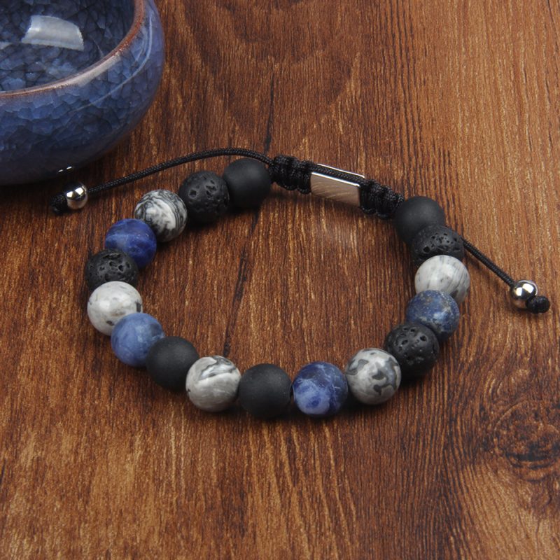 Lava Stone and Natural Bead Bracelet