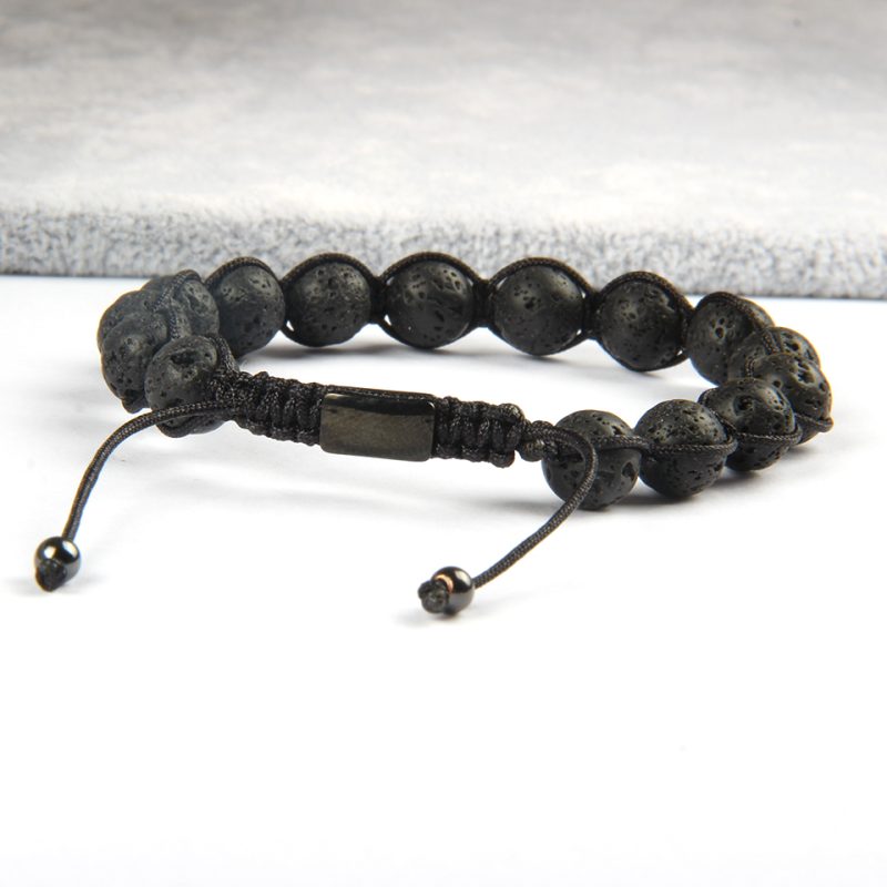 Beaded Bracelet with Volcanic Lava Stones