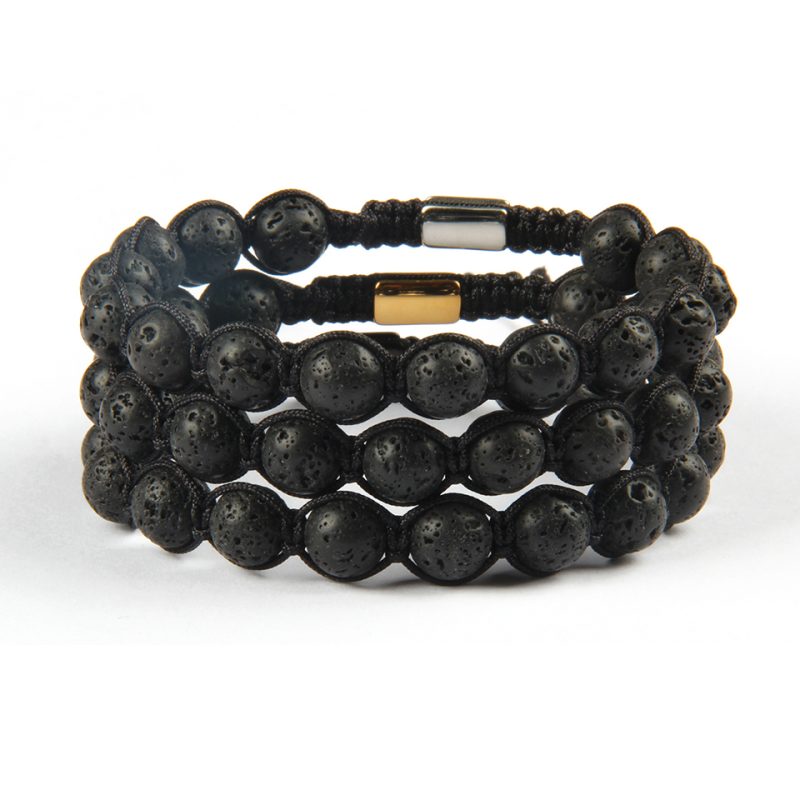 Beaded Bracelet with Volcanic Lava Stones