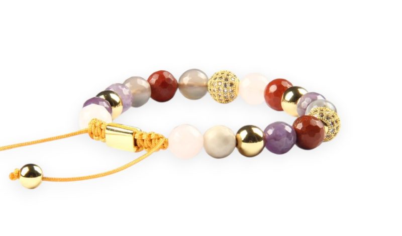 Bohemian Multicolor Gemstone Bracelet with Gold Beads