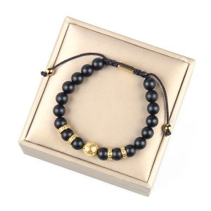 Royal Matte shungite Bracelet with Gold Embellishments