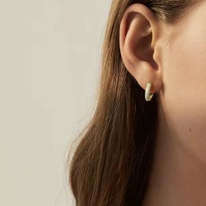 Gold-Moissanite-Hoop-Earrings-–-D-Color-1mm-Stones-Silver-925-18K-Gold-Plated-0.8cttw-Elegant-Ear-Buckle-Design