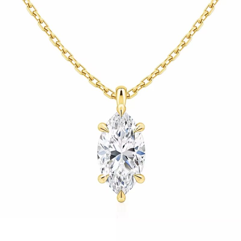 Golden Grace: Marquise-Cut Moissanite Necklace 2.0CT in 14K gold/S925 chain