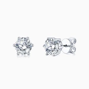 Classic 0.5ct Moissanite Solitaire Stud Earrings – 925 Sterling Silver, White Gold Plated
