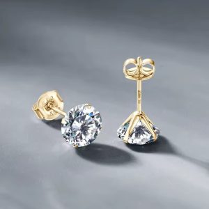 14K Gold Moissanite Stud Earrings – Timeless Brilliance