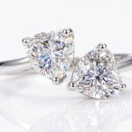 2CT Heart & Trillion Moissanite Toi et Moi Adjustable Ring in S925 Silver