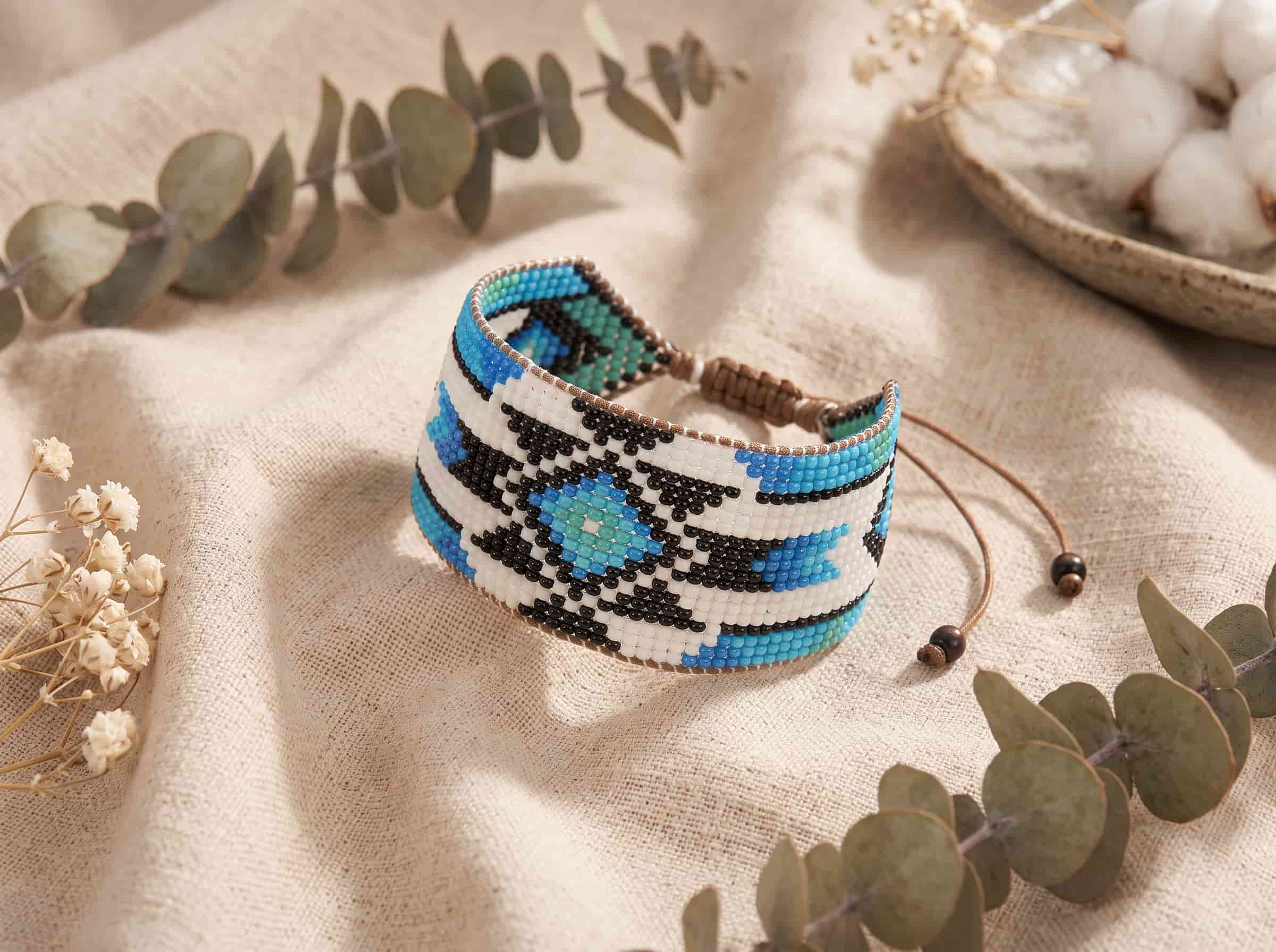 handmade-blue-ethnic-beaded-bracelet